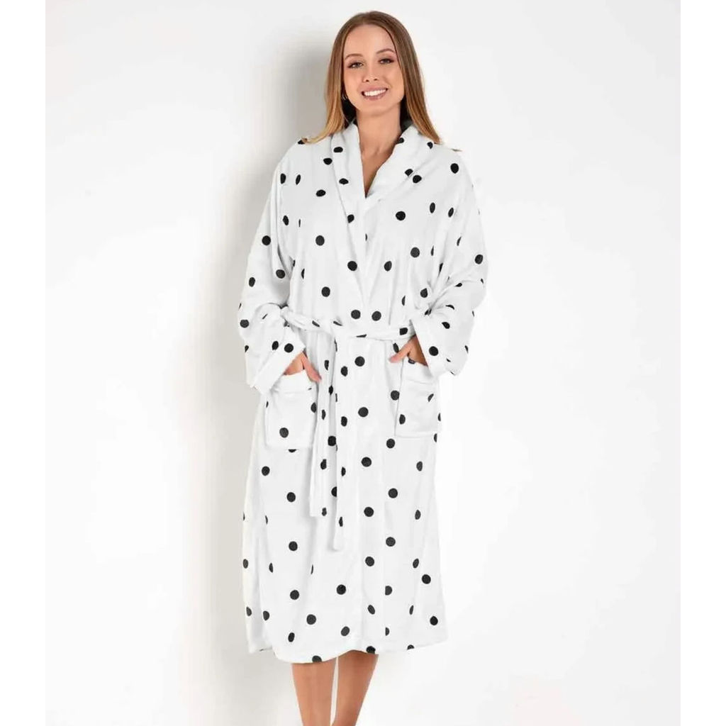 Roupão Adulto Em Plush Com Bolso Lar E Lazer Branco em Oferta na Shopee