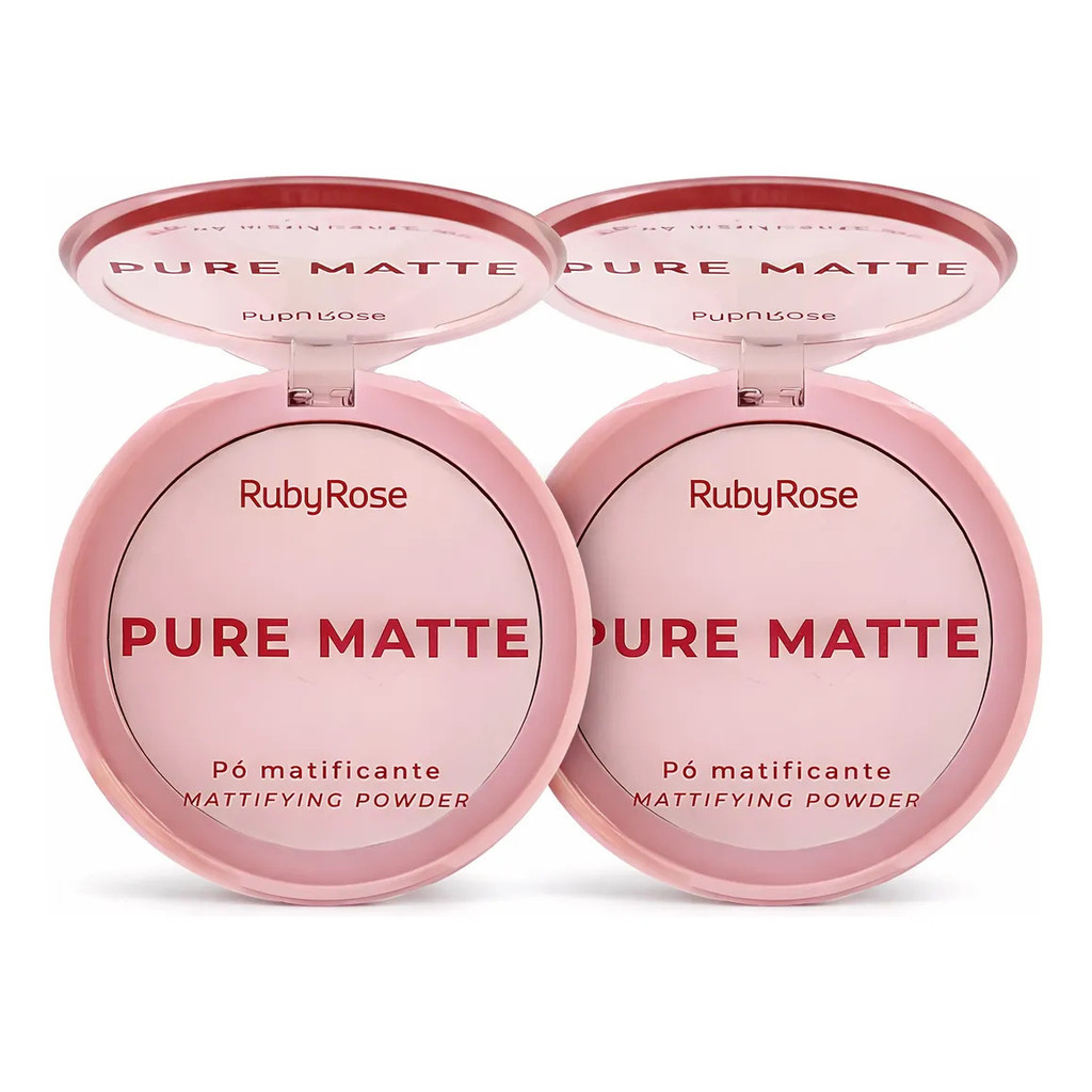 Kit 02 Unidades Pó Compacto Pure Matte Ruby Rose Matificante