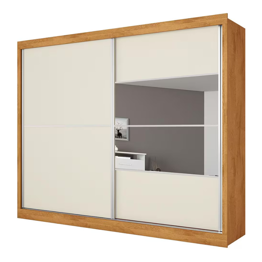 Guarda-Roupa Móveis Europa Londres Flex com Espelho 2 Portas de Correr e 4 Gavetas