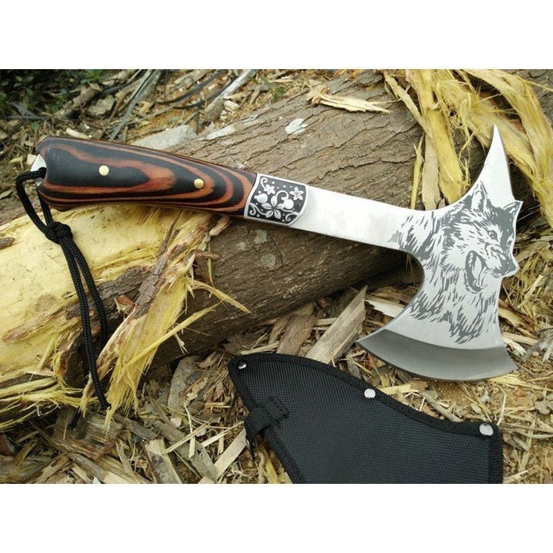 Machado Bushcraft Cabo Madeira Tomahawk Machadinha Camping Sobrevivência Trilhas Lenha