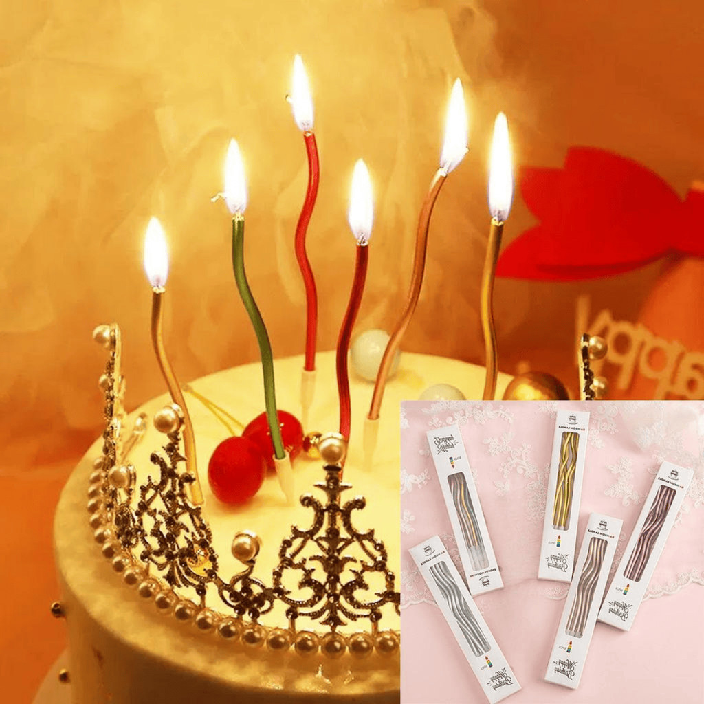 Kit 6 Velas Curvas para Aniversário | Velas de Parafina para Bolo | Decoração de Festa