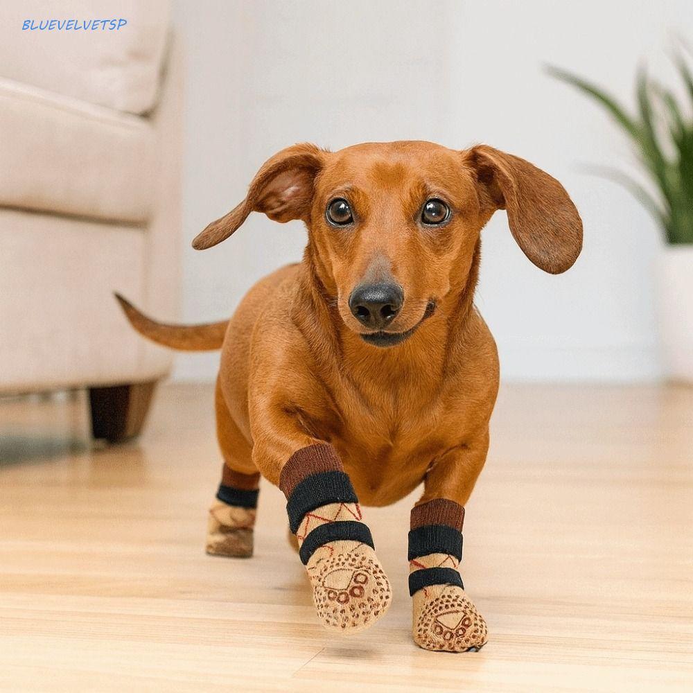 BLUEVELVETSP 4 Unidades/Conjunto Meias Antiderrapantes Para Cães , Capas Respiráveis E Confortáveis Pés De Cachorro , Me