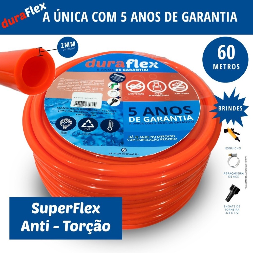 Mangueira De Jardim Duraflex Siliconada 60mts-5anosgarantia DuraFlex Profissional
