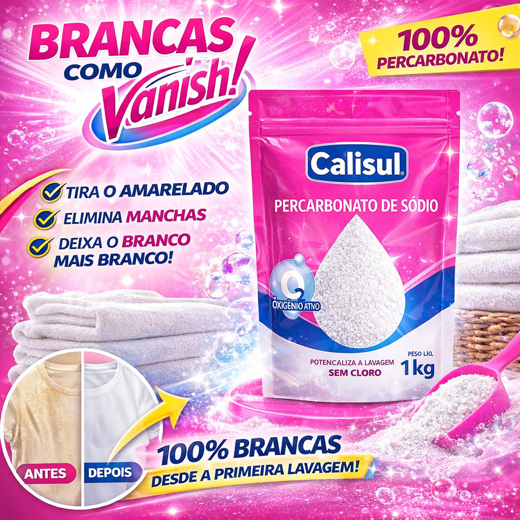 Percarbonato Super 100% Puro Tira Manchas Roupas Brancas e Coloridas Alvejante