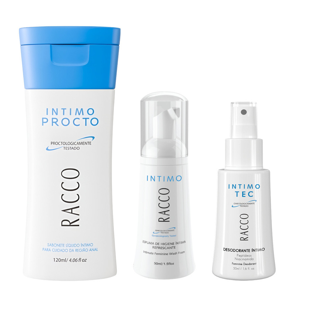 Kit Sabonete Procto + Espuma Higiênica + Desodorante Intimo Tec , 50ml - Racco