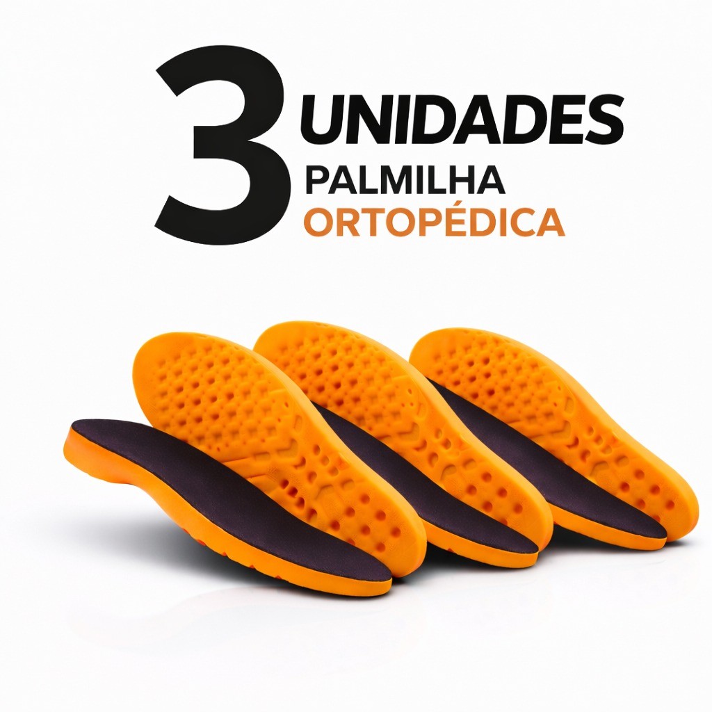Kit 3 Pares Palmilha em Gel Ortopédica Anatômica Confortável Antibacteriana para Tênis, Botas e Coturnos
