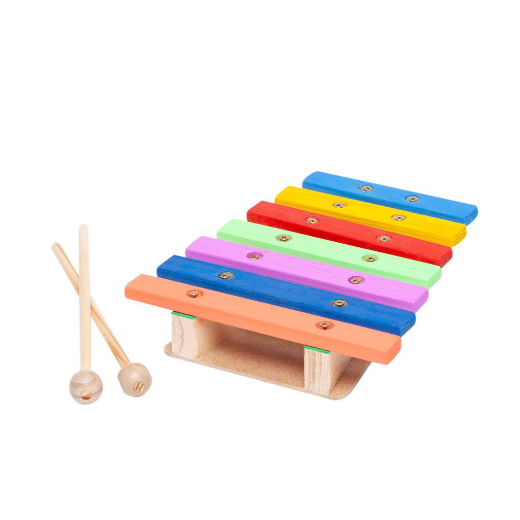 Xilofone Lira Instrumento Musical de Brinquedo em Madeira Mdf com Par de Baquetas