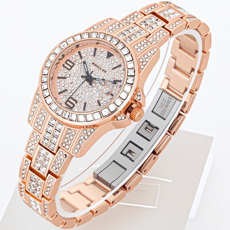 Relógio de quartzo feminino relógio feminino moda banda de aço relógio feminino ao vivo à prova dwaterproof água relógio