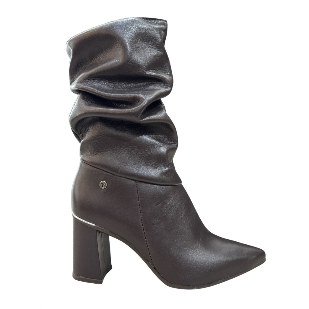 Bota Feminina Salto Alto Tanara Couro Bico Fino Original Ris