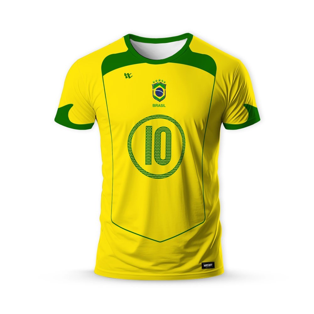 Detalhes do Camiseta Brasil Seleção Brasileira Copa do Mundo Masculina Helanca Premium