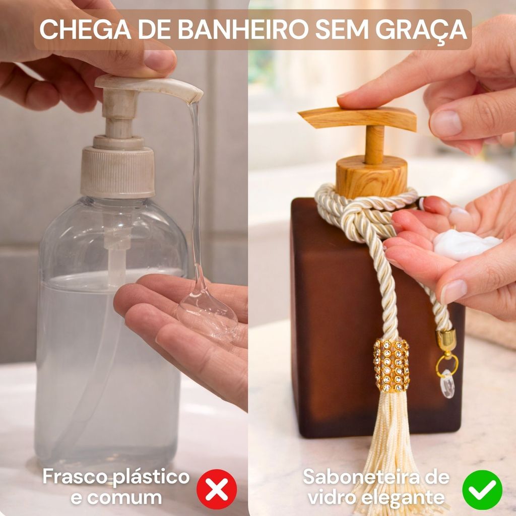 Kit Lavabo Completo Difusor Aromatizador e Sabonete Líquido Bandeja Decorativa Marrom Fosco — imagem 2 de 2