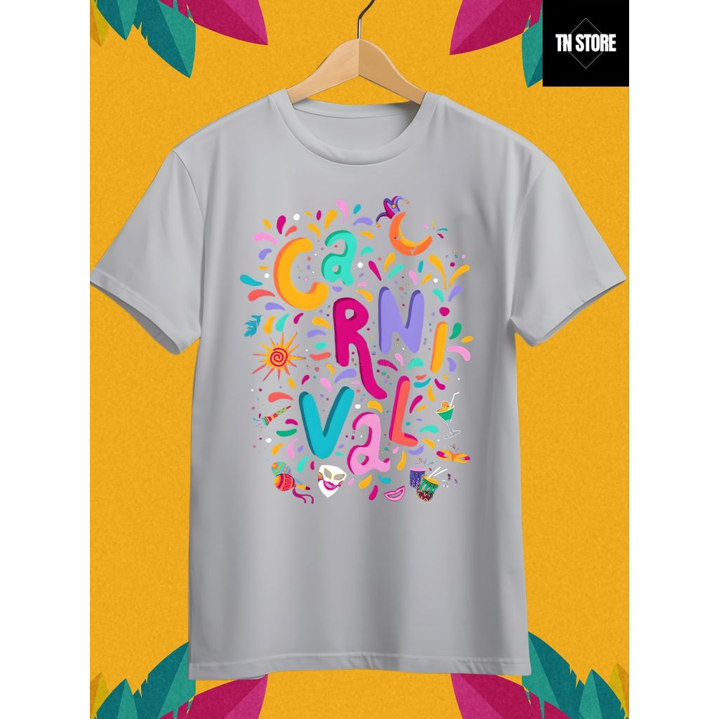 Camiseta Carnaval Estilo Brasileiro Brasil Camisa Blusa Unissex Masculino Feminino 100% Algodão Branco Plus Size
