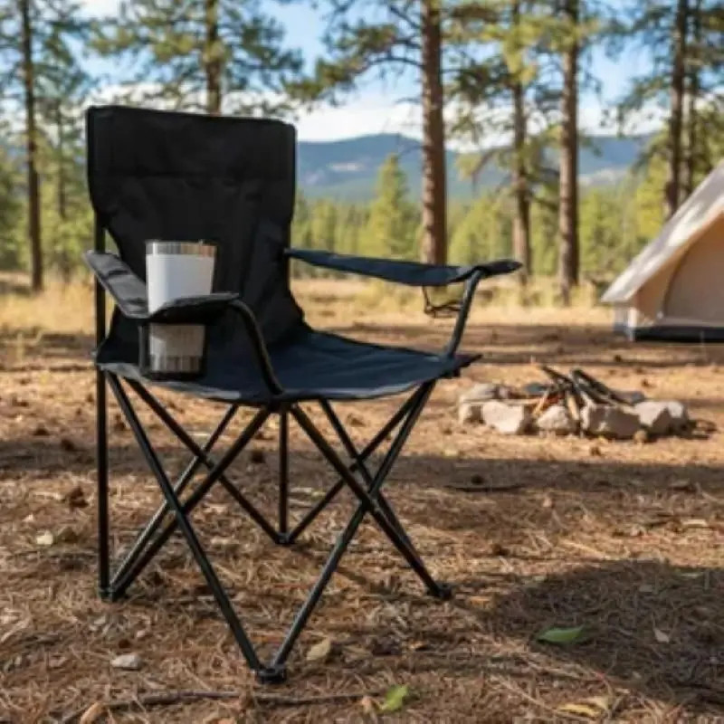 Cadeira Dobrável com Porta Copos para Camping e Lazer ao Ar Livre--P-7622--