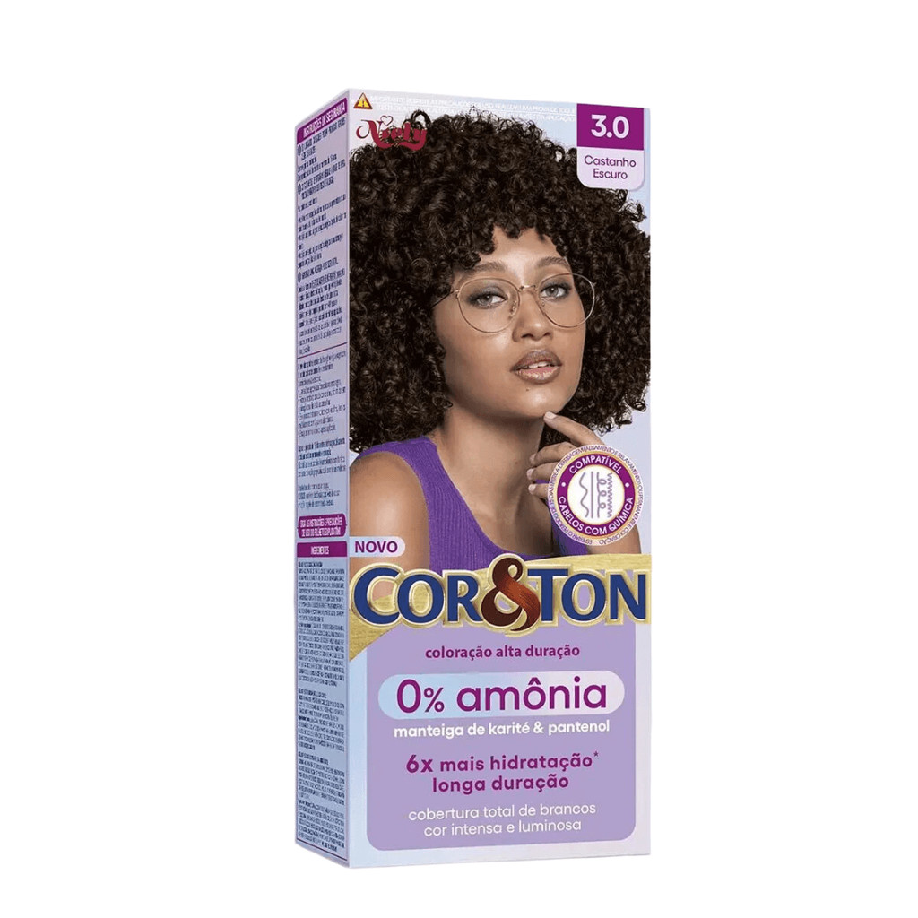 Tintura Cor&Ton Niely 0% Amônia 3.0 Castanho Escuro