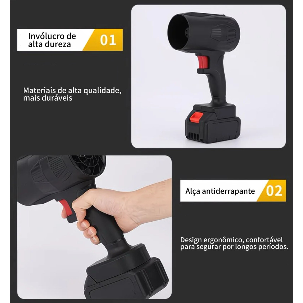 Soprador de Ar Potente sem Fio com 1/2 Bateria 4000mAh para Potente:Limpeza, Churrasco, Neve e Mais