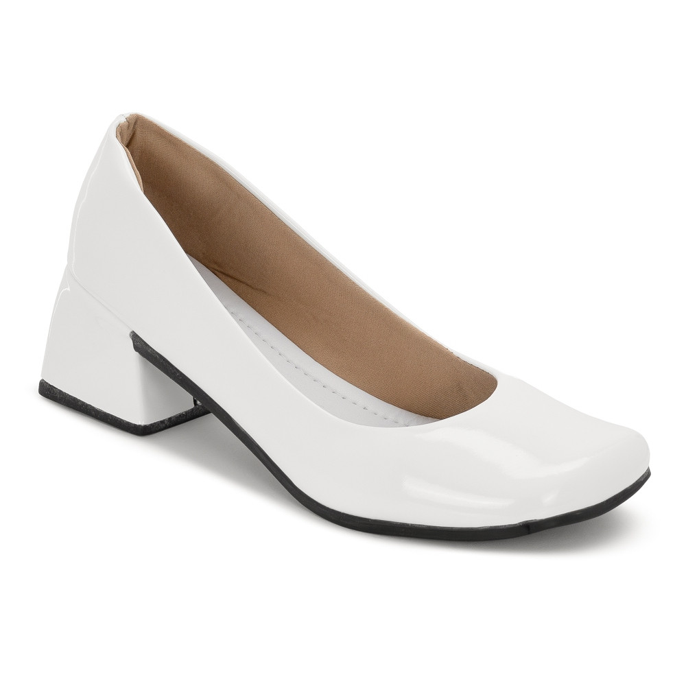 Scarpin Macerata Feminino Salto Bloco Médio Elegante Confortável Social Trabalho Ref: 200
