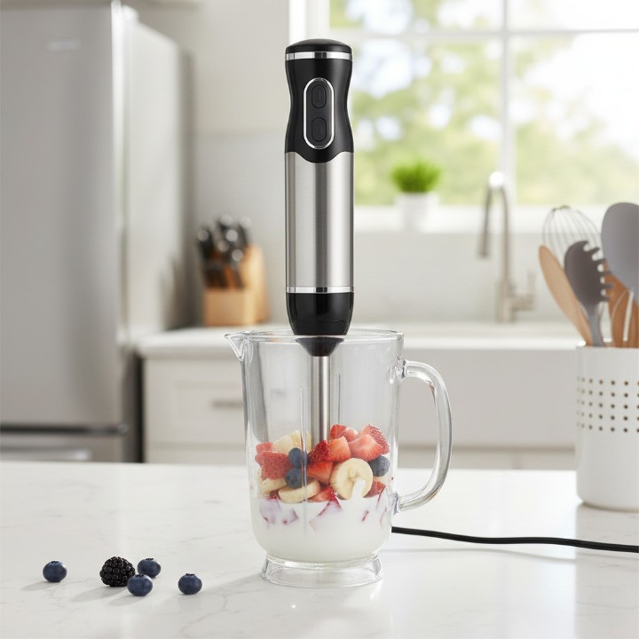 Mixer de Mão Turbo 800w Inox Bivolt 2 Velocidades Triturador e Misturador de Alimentos e Bebidas Novete - Miniatura 2