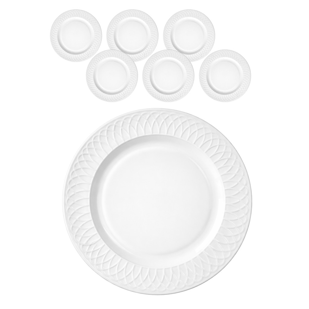Kit 6 Pratos Raso De Jantar Opaline Branco Redondo 26cm