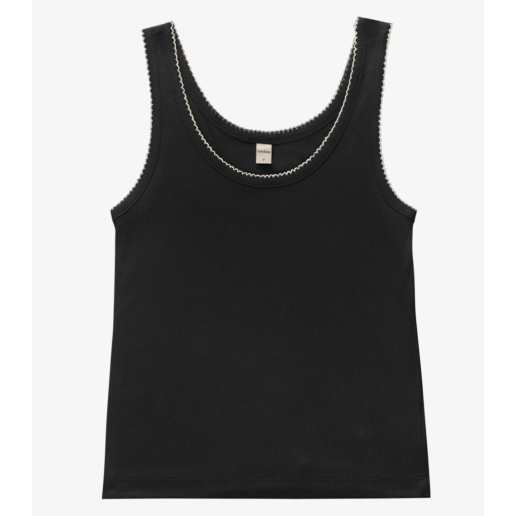 Regata Feminina Ribana de Viscose Rovitex Preto em Oferta na Shopee