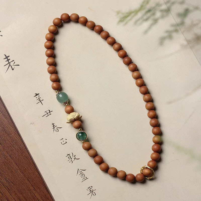 Imagem Barbie sândalo pulseira feminina Wenwan contas budistas Multi-círculo pulseira criativa rosário de madeira jóias sândalo