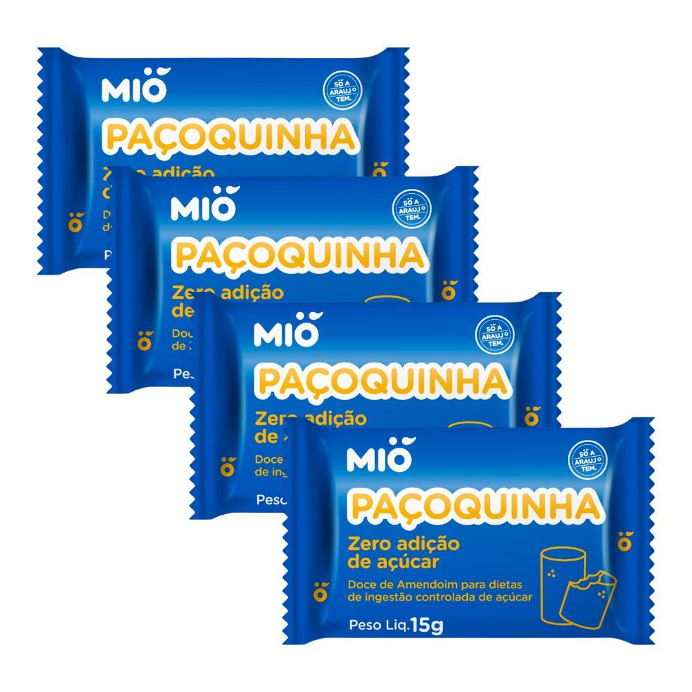 Kit 4 Paçoquinha Rolha Mió Zero Açúcar 15g em Oferta na Shopee
