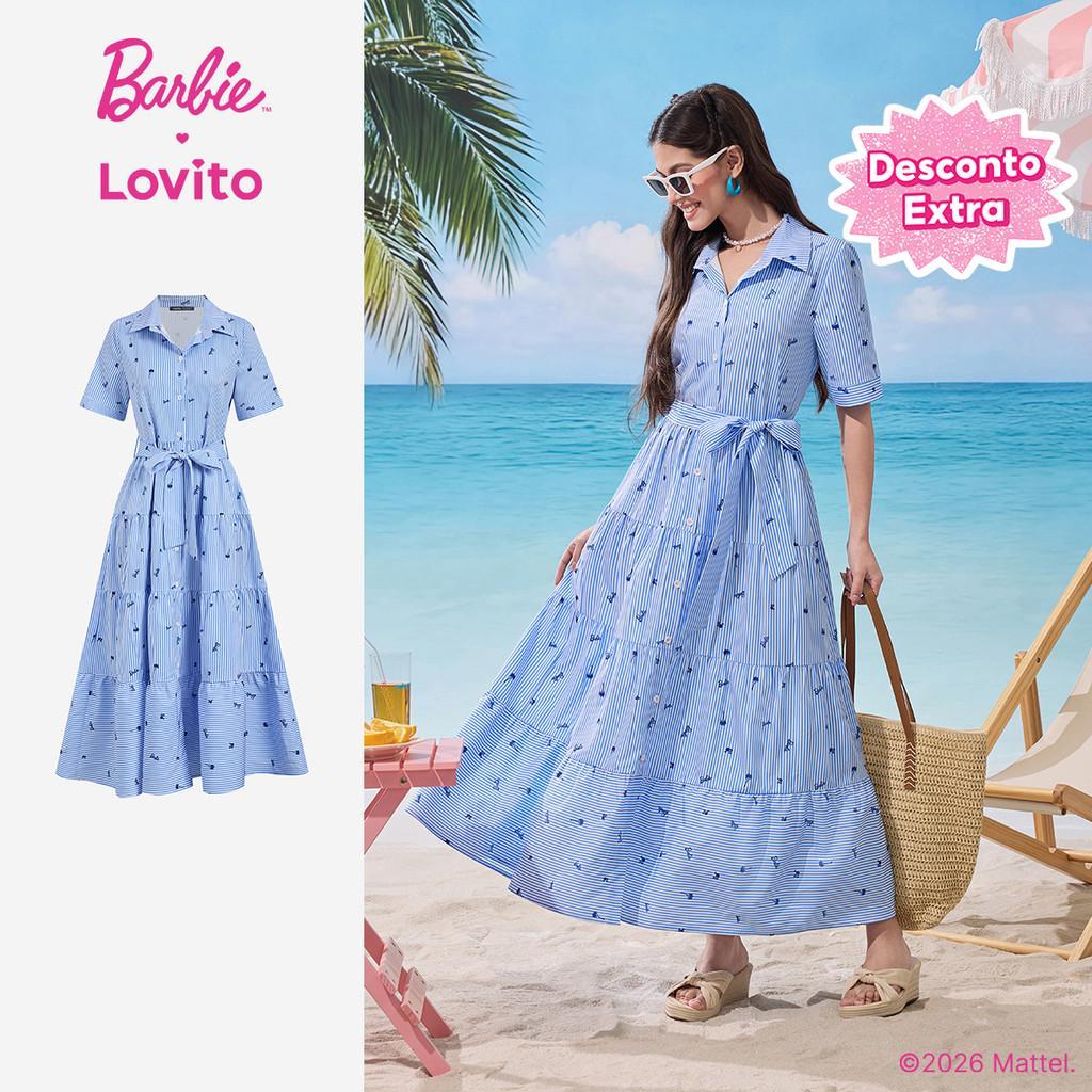 Barbie™ X Lovito Vestido Boho com Botões Primavera/verão para Mulheres LB1AD045
