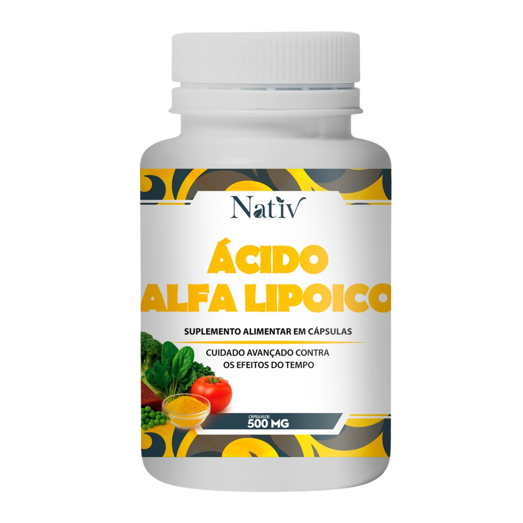 Ácido Alfa Lipoico 500mg 120 Cápsulas Antioxidante que Age na Glicose, Energia e Longevidade Celular