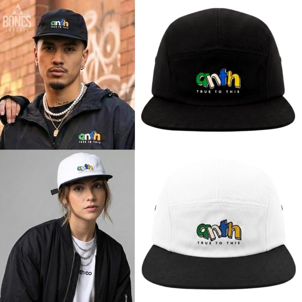 BONÉ FIVE 5 PANEL LOIDE ABA RETA ALGODAO SARJA ORIGINAL ANTH CO ESTILO STREETWEAR MASCULINO FEMININ0