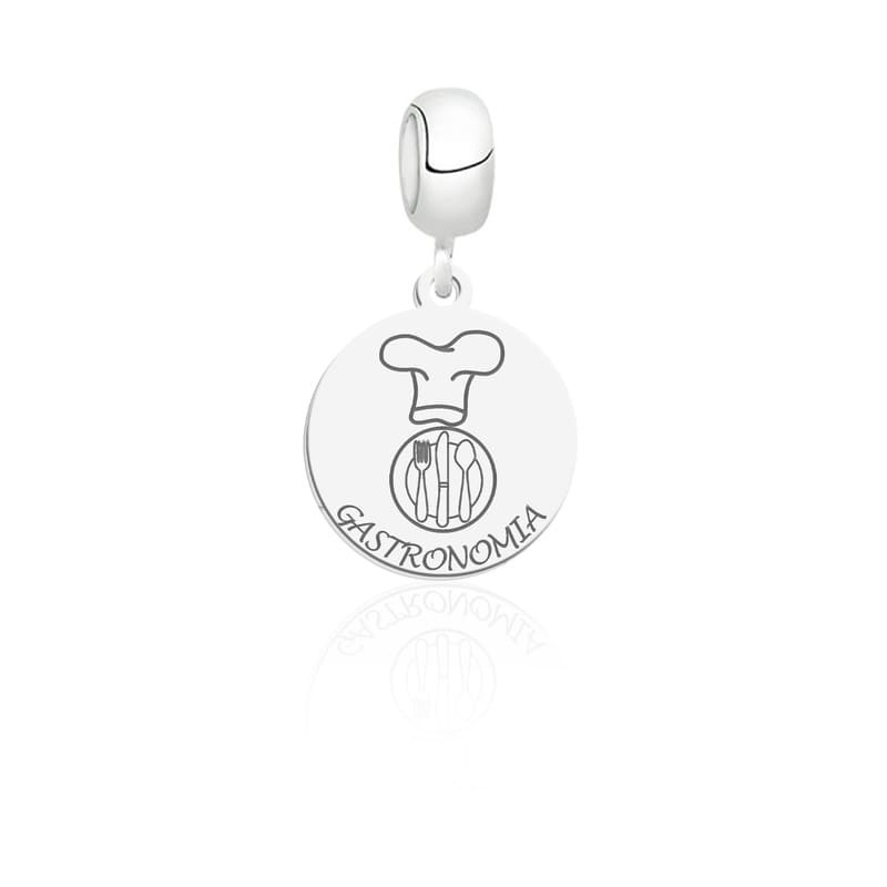Pingente berloque profissão gastronomia prata 925 charm presente feminino
