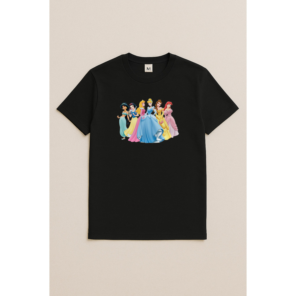 Camisa Camiseta Infantil Princesas Desenho Criança Fantasia Personagens Unissex 100% Algodão Fio 30.1 Penteado Premium