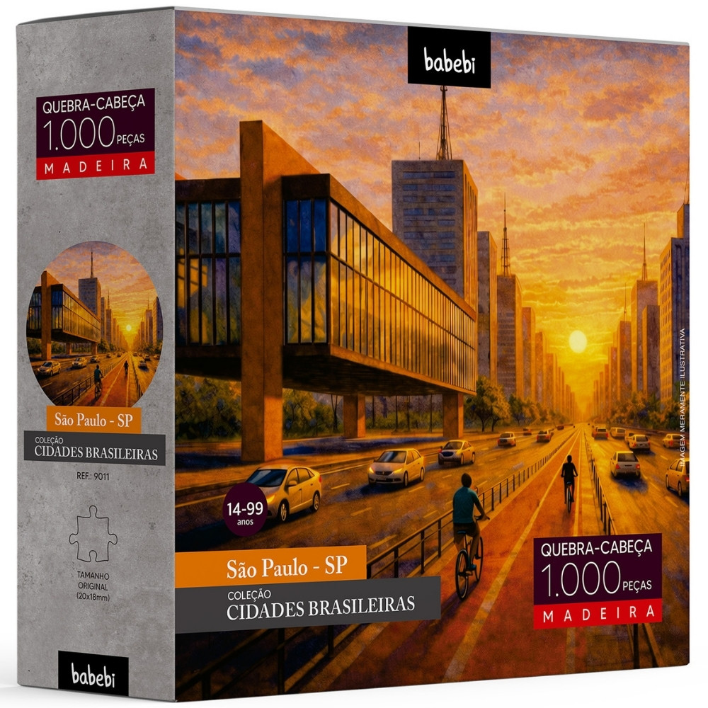 QUEBRA CABEÇA SÃO PAULO 1000 PEÇAS MADEIRA BABEBI PUZZLE METRÓPOLE PAULISTA CIDADE BRASIL BRINQUEDO
