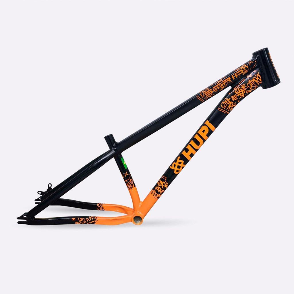 Quadro Bike HUPI Strip Gancheira Horizontal Aro 26 Preto e Laranja