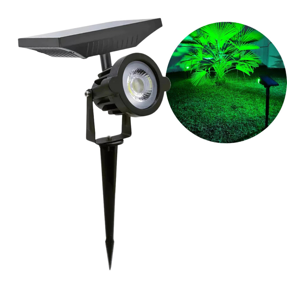 Espeto LED Solar 7W Verde | Edição Premium Blindada | Paisagismo Autônomo