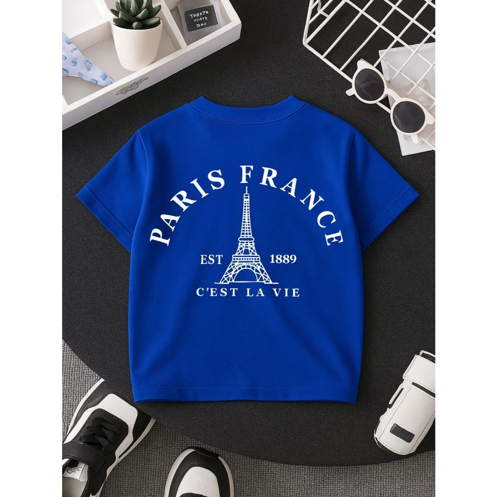 Camiseta Infantil Masculina Paris France 100% Algodão Premium Menino Juvenil Básica Estampada Confortável Verão
