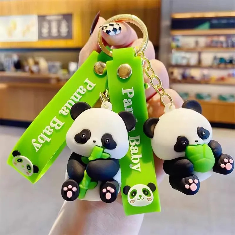 Bonito Segurar Bambu Panda Chaveiro Silicone Gigante Mochila Boneca Pingente Carro Acessórios Ornamentos Pequeno Present