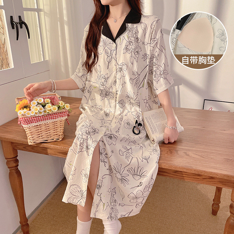 Com almofada no peito mulheres grávidas camisola feminina algodão estilo de comprimento médio esperando pela maternidade