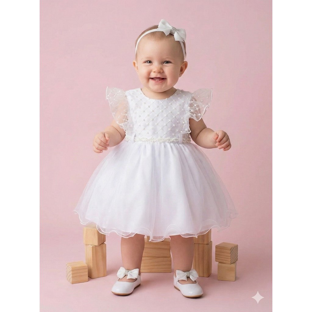 KIDM Vestido Menina Bonita Bebe Ana Carolina Branco