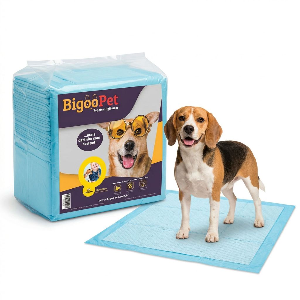 Tapete Higiênico Bigoopet 60x60 30Un Para Cachorros Cães Super Absorvente