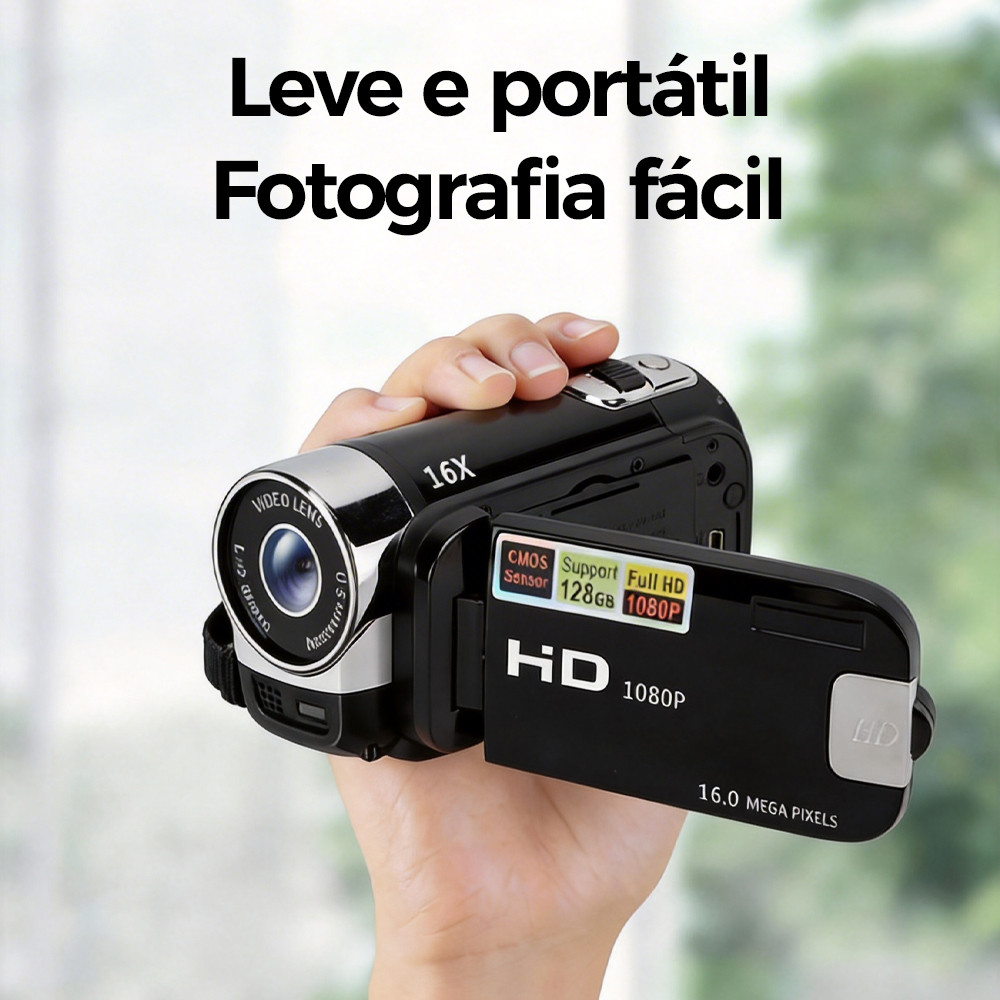 16 milhões de Pixels HD 1080P câmera Digital Zoom 16X com função Selfie tela LCD de 2.7 polegadas gravação de vídeo DVR 