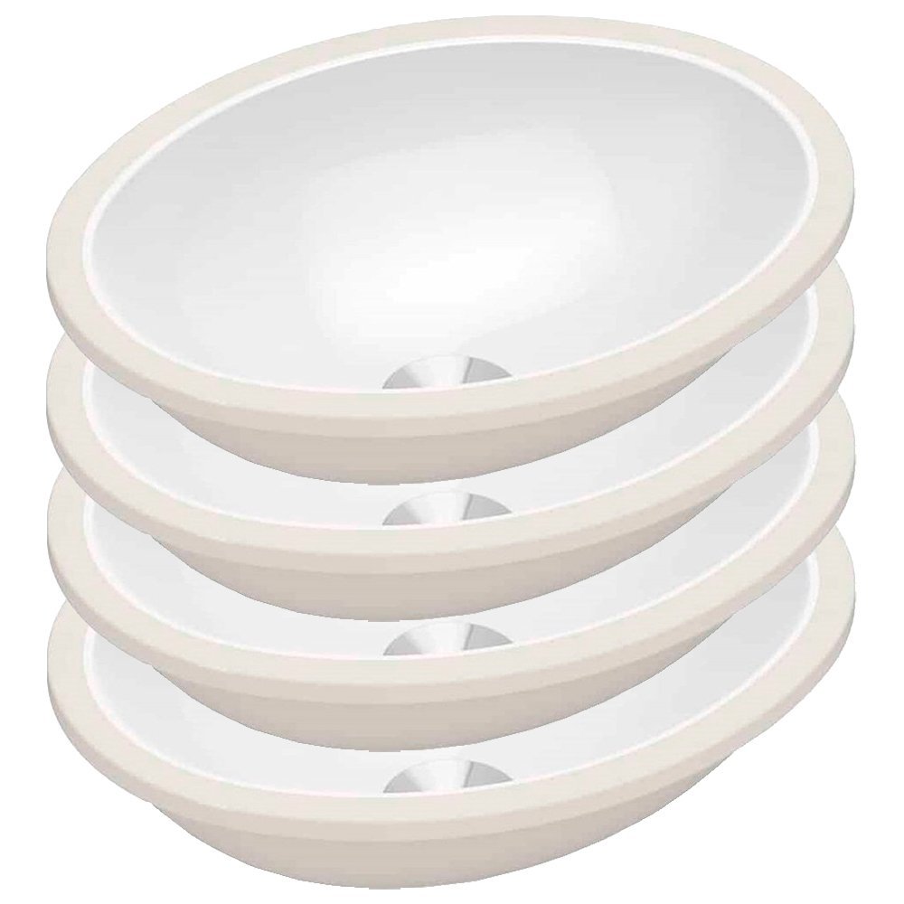 Kit 4 Cubas de Embutir Celite - Oval Pequena 39x30cm sem Ladrão Branco