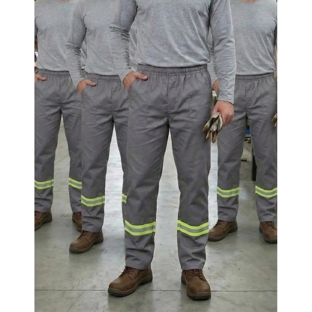 Kit 4 Calças Brim Operacional Reforçada Faixa Refletiva Segurança Trabalho