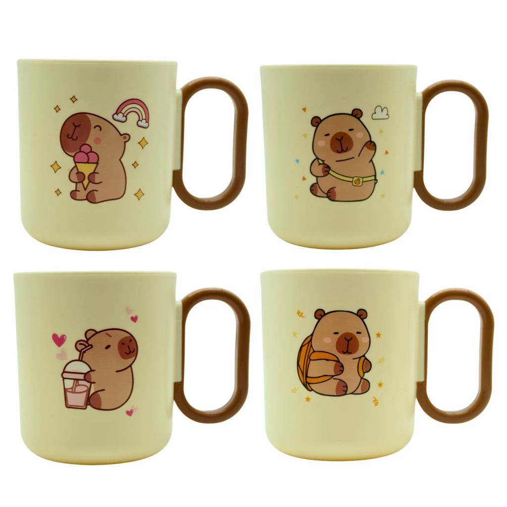 Caneca Capivara Infantil Plástico 350ml Sortida Unidade Bege