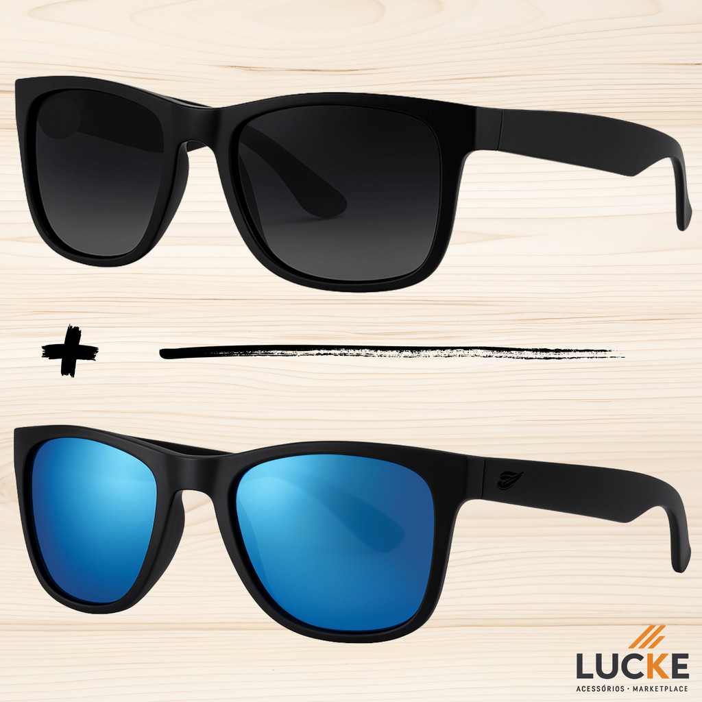 Kit 2 Óculos de Sol Estilo Justin Quadradinho Acetato UNISSEX Diversas Cores