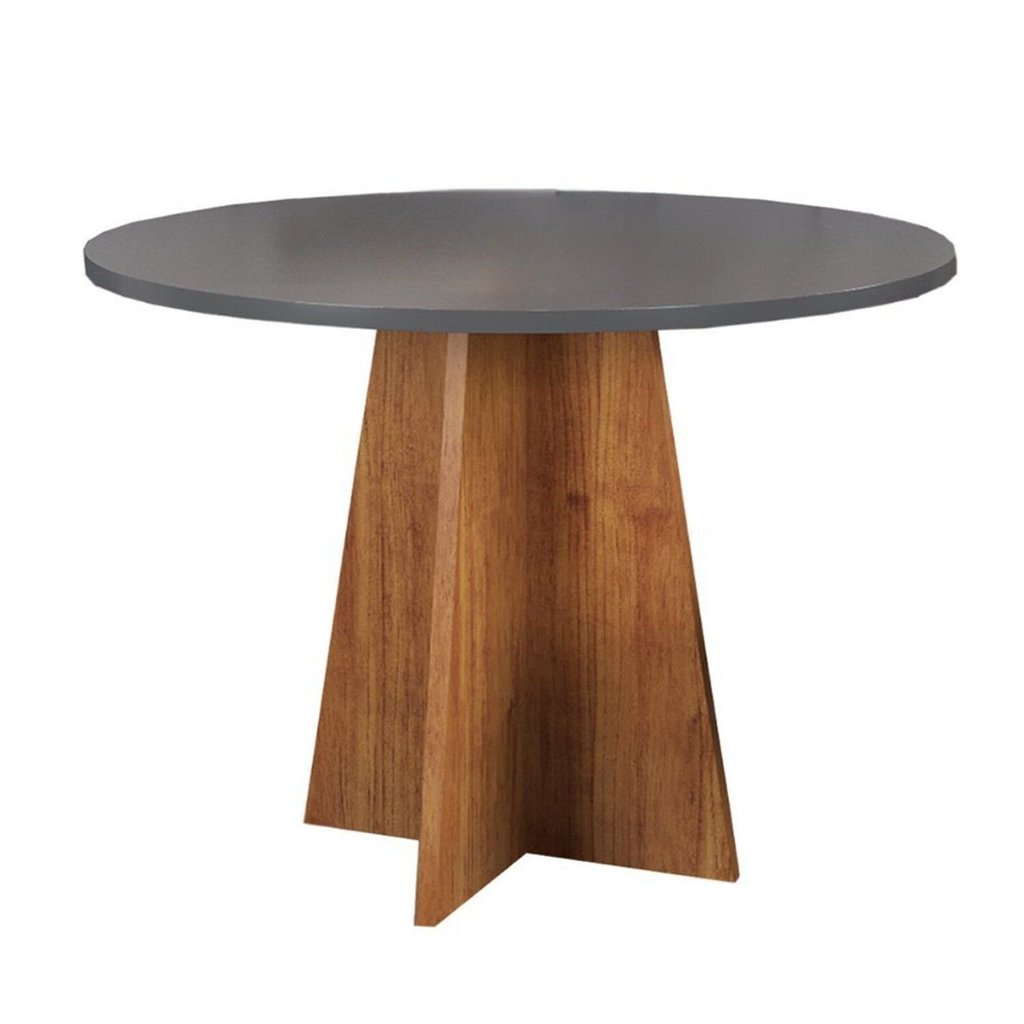 Mesa de Jantar 4 Lugares Redondo Tampo de MDF Chilli Cinza/Mel