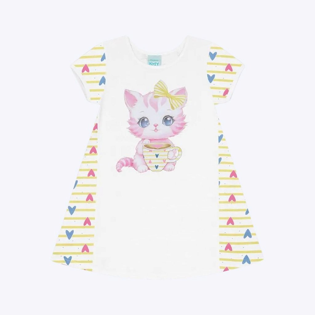 Pijama Camisola Gatinha Infantil Feminina Kyly 1000441