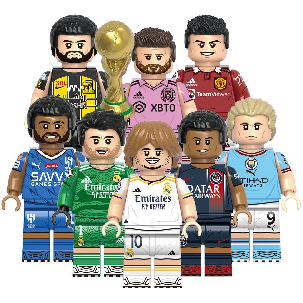 Brinquedos de Blocos de Construção de Personagens Famosos: Courtois, Messi, Modric, Neymar, Mbappé, Haaland, Ronaldo, Be em Oferta na Shopee
