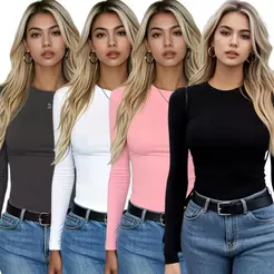 Kit 2 Camisas Térmica Feminina Proteção Uv 50+ Segunda Pele Camiseta Blusa Fria Academia Manga Longa
