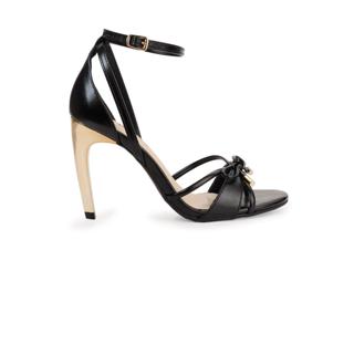 Sandália Bebecê Salto Fino Metalizado com Amarração em Oferta na Shopee