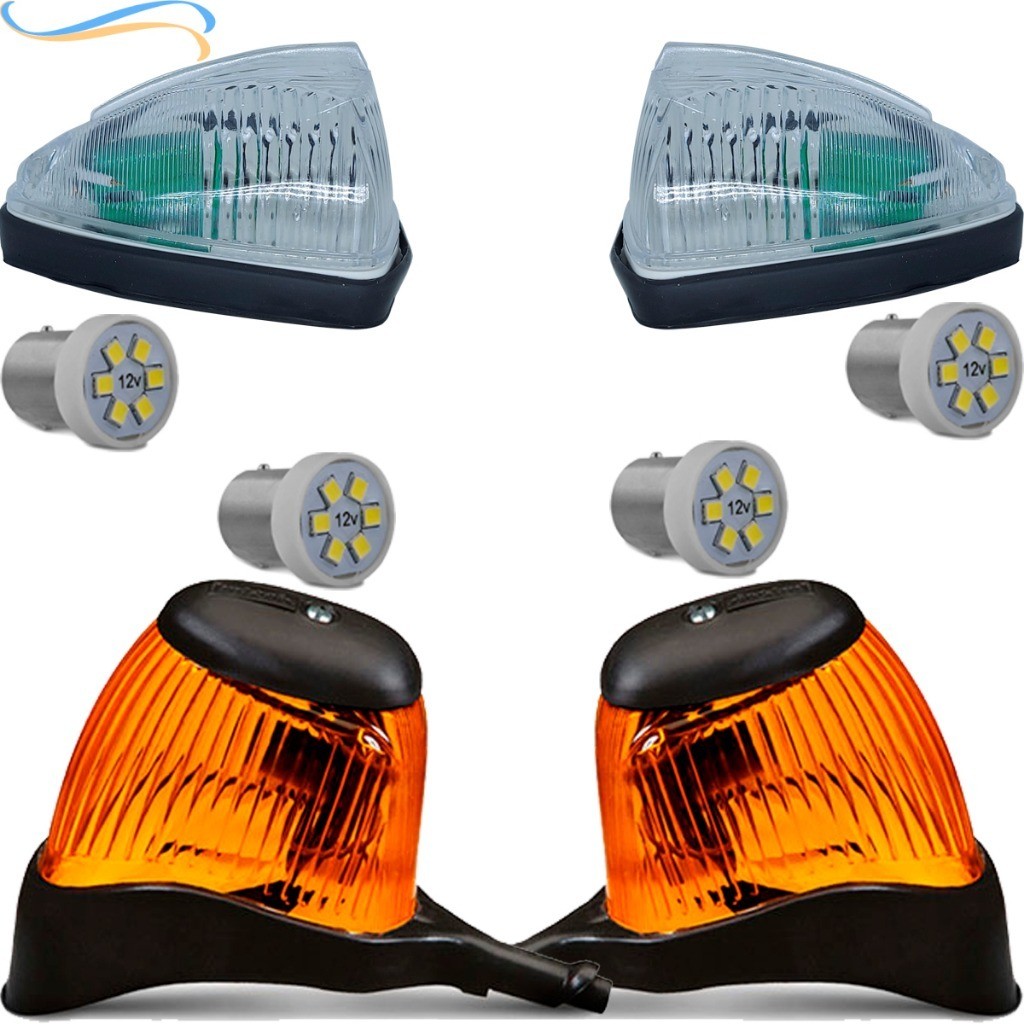 Lanterna de Pisca + Vigia de Teto + Lâmpada Led Para Caminhão Mercedes-Benz 1111 1113 Kit