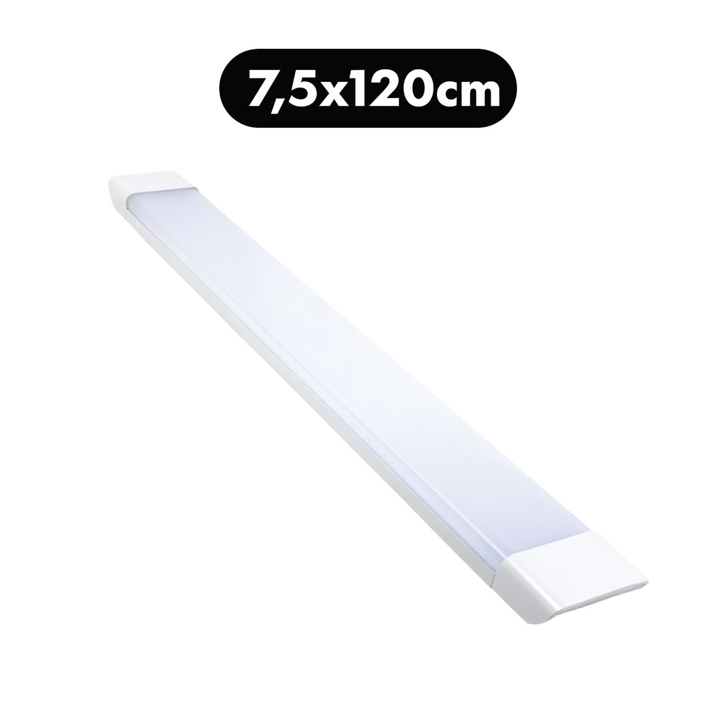 Luminaria slim Led 80w Plus 7,5x120cm Linear com calha sobrepor